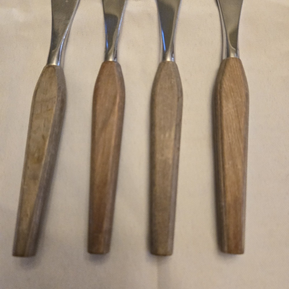 Fleetwood Designs MCM Teak Handles, Stainless Steel Butter Steak Knives Set of 4 - Picture 5 of 8